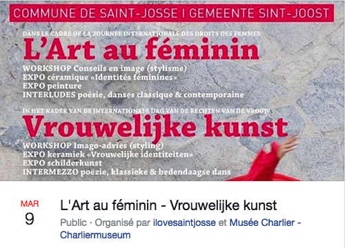 Bannière Facebook. Musée Charlier, L|Art au féminin - Vrouwelijke kunst. 2020-03-09